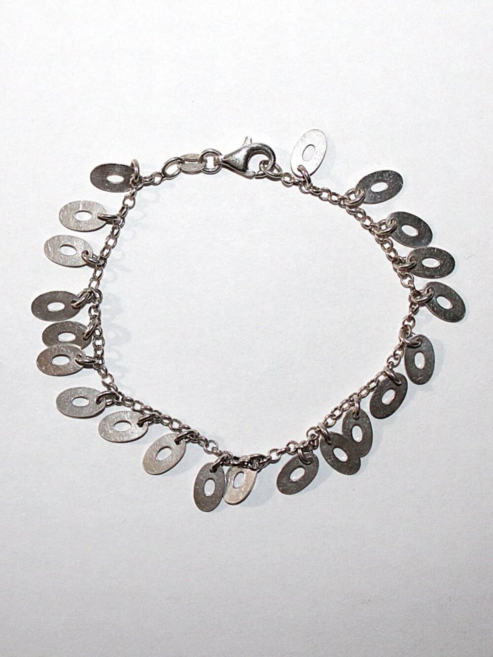 Sterling Silver Bohemian Disk Dangle Bracelet 7 Inches
